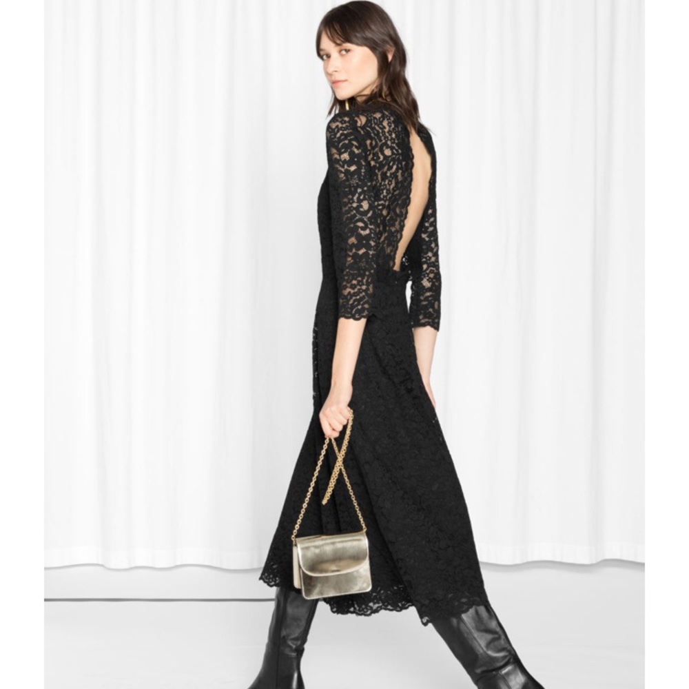 & Other Stories Open Back Lace Dress